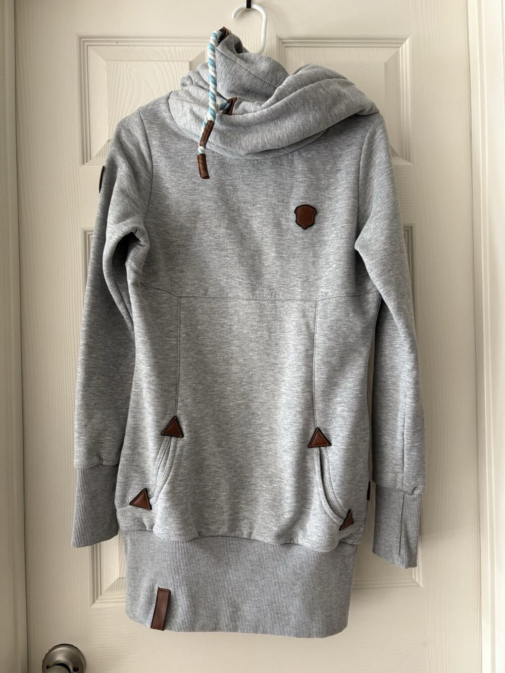 Naketano Hoodie Gray Cowl Neck Long Sleeve Tunic Pullover Women's Size M